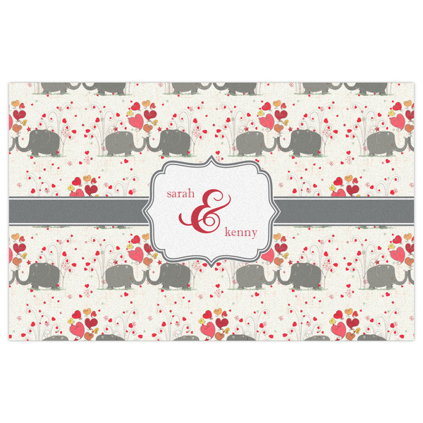 Elephants in Love Indoor / Outdoor Rug - 5'x8' - Front Flat