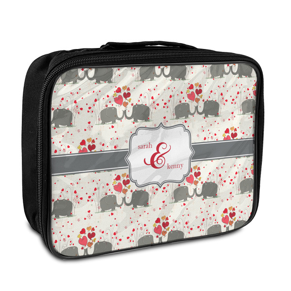 Custom Elephants in Love Insulated Lunch Bag (Personalized)
