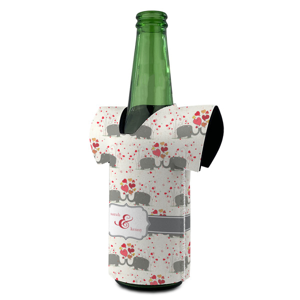 Elephants in Love Jersey Bottle Cooler - ANGLE (on bottle)