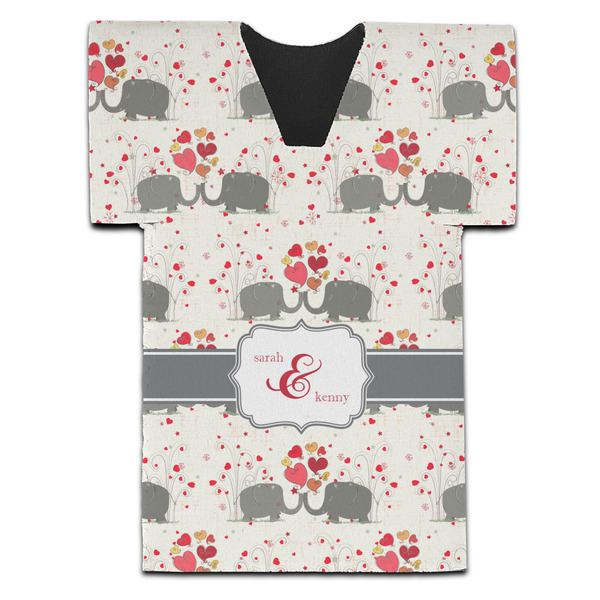 Elephants in Love Jersey Bottle Cooler - Set of 4 - FRONT (flat)