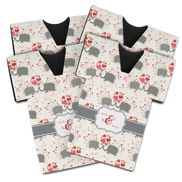 Custom Elephants in Love Jersey Bottle Cooler - Set of 4 (Personalized)