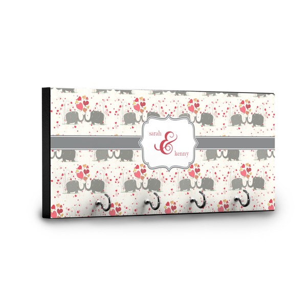 Elephants in Love Key Hanger - Front View with Hooks