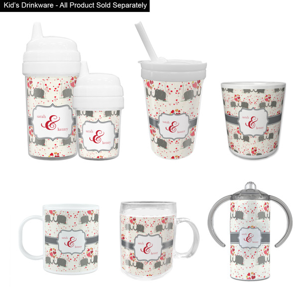 Elephants in Love Kid's Drinkware - Customized & Personalized