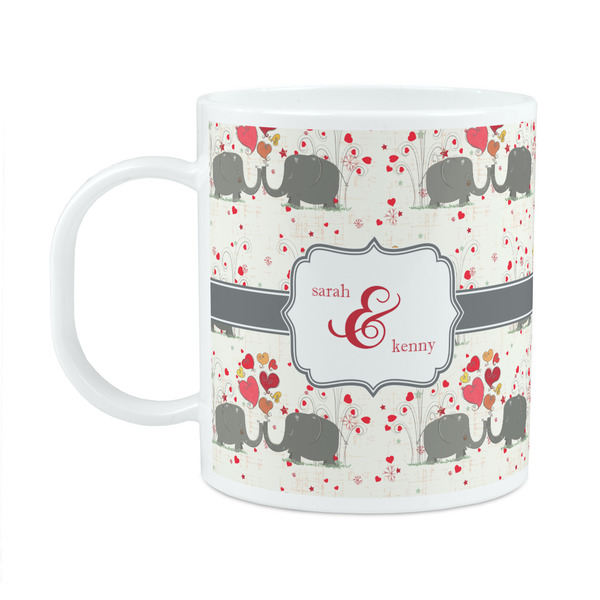 Custom Elephants in Love Plastic Kids Mug (Personalized)