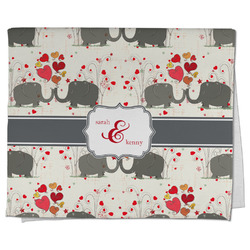 Elephants in Love Kitchen Towel - Poly Cotton w/ Couple's Names