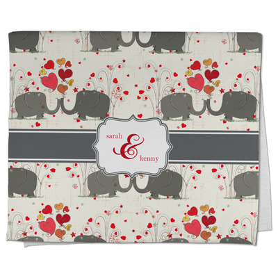 Elephants in Love Kitchen Towel - Full Print (Personalized)