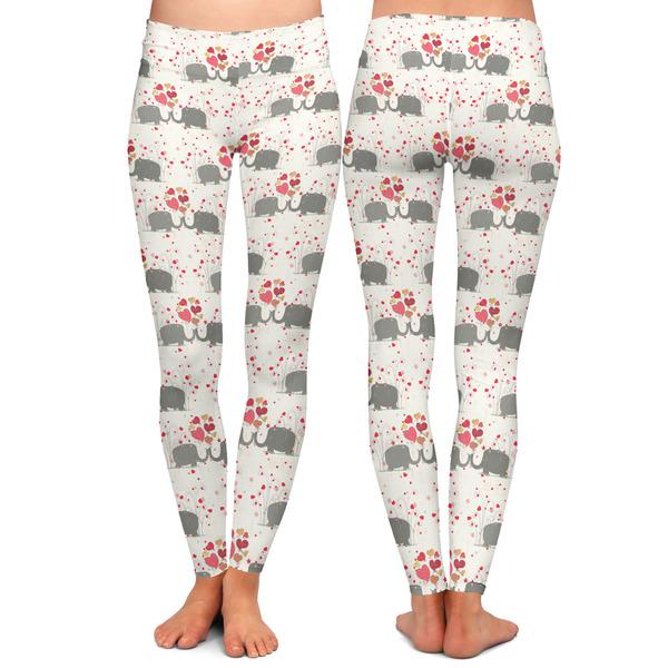 Elephants in Love Ladies Leggings - Front and Back