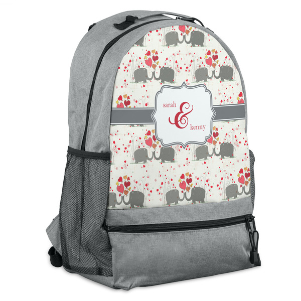 Custom Elephants in Love Backpack - Grey (Personalized)