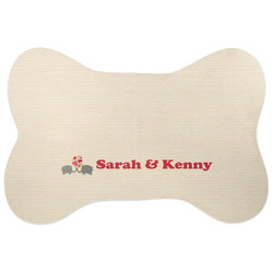 Elephants in Love Bone Shaped Dog Food Mat (Large) (Personalized)