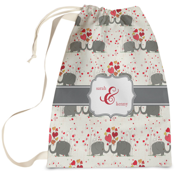 Custom Elephants in Love Laundry Bag (Personalized)