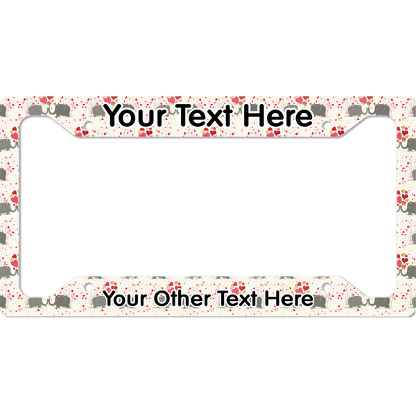 Custom Elephants in Love License Plate Frame - Style A (Personalized)