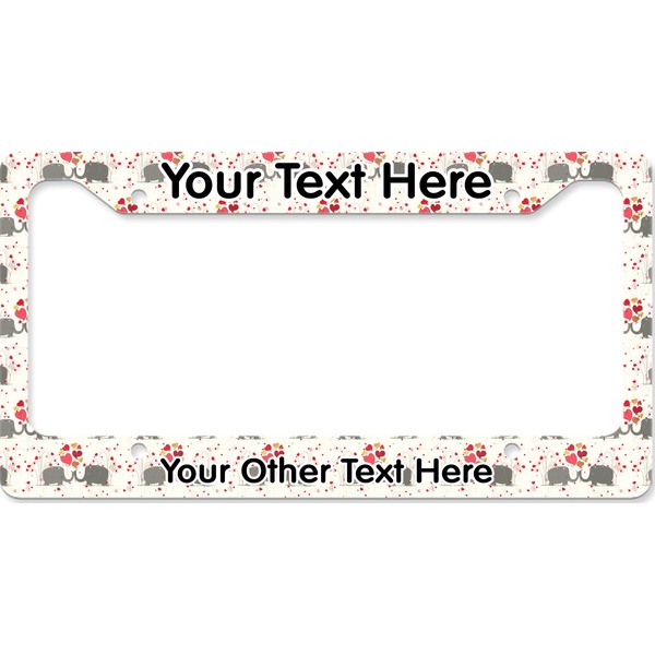 Custom Elephants in Love License Plate Frame - Style B (Personalized)