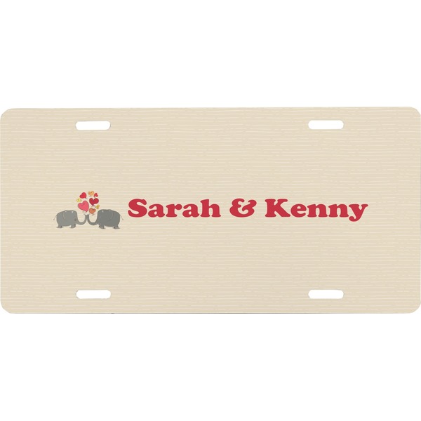 Custom Elephants in Love Front License Plate (Personalized)