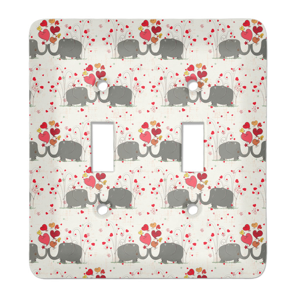 Custom Elephants in Love Light Switch Cover (2 Toggle Plate)