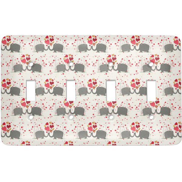 Custom Elephants in Love Light Switch Cover (4 Toggle Plate)