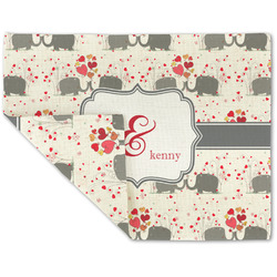 Elephants in Love Double-Sided Linen Placemat - Single w/ Couple's Names