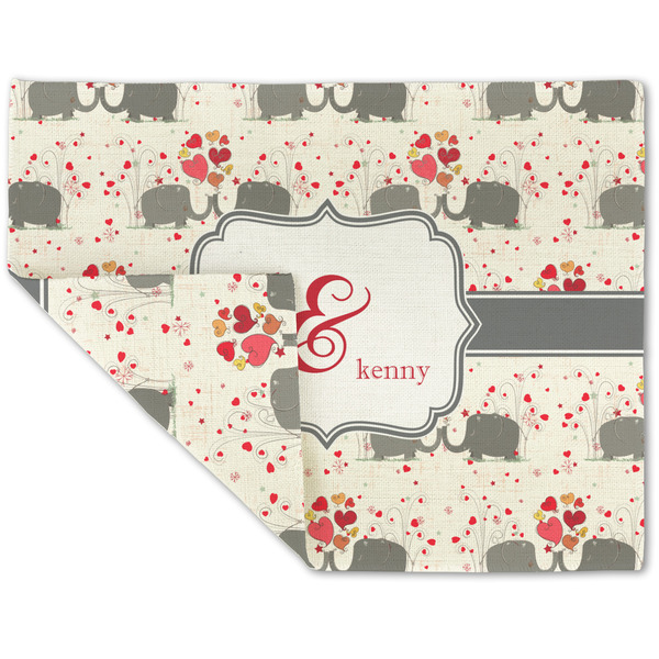 Elephants in Love Linen Placemat - Folded Corner (double side)