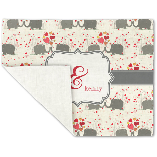 Elephants in Love Linen Placemat - Folded Corner (single side)