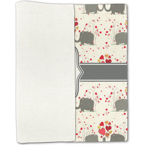Elephants in Love Linen Placemat - Folded Half