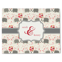 Elephants in Love Single-Sided Linen Placemat - Single w/ Couple's Names
