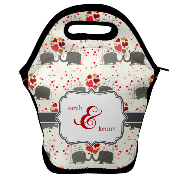 Custom Elephants in Love Lunch Bag w/ Couple's Names