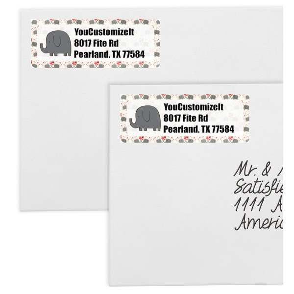 Elephants in Love Mailing Labels - Double Stack Close Up