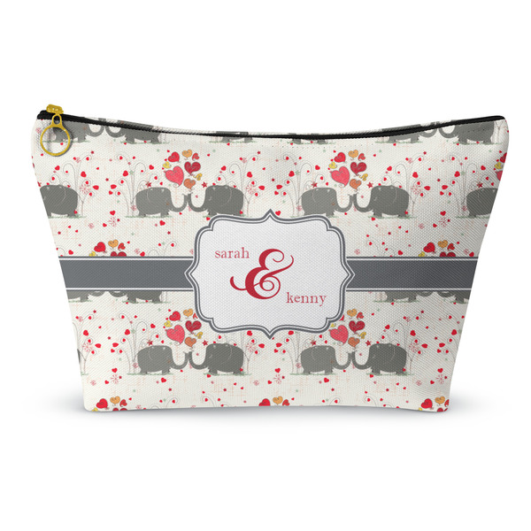 Custom Elephants in Love Makeup Bag - Large - 12.5"x7" (Personalized)