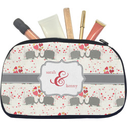 Elephants in Love Makeup / Cosmetic Bag - Medium (Personalized)