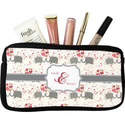 Elephants in Love Makeup / Cosmetic Bag - Small (Personalized)