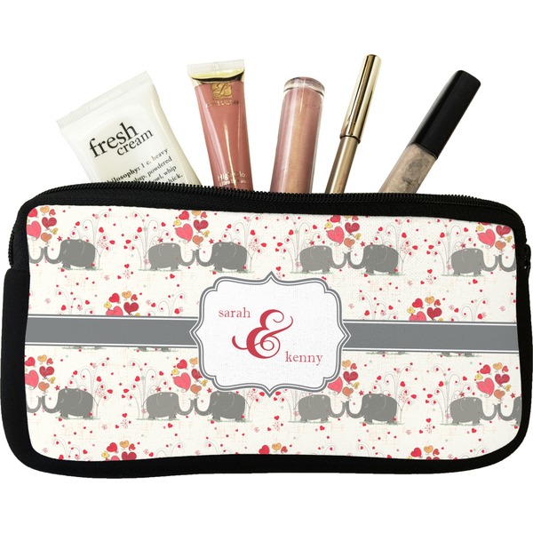 Custom Elephants in Love Makeup / Cosmetic Bag - Small (Personalized)