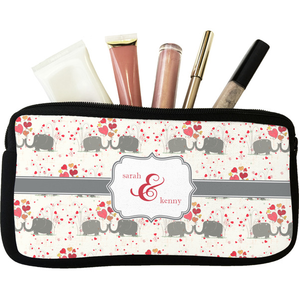 Custom Elephants in Love Makeup / Cosmetic Bag (Personalized)