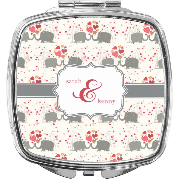 Custom Elephants in Love Compact Makeup Mirror (Personalized)