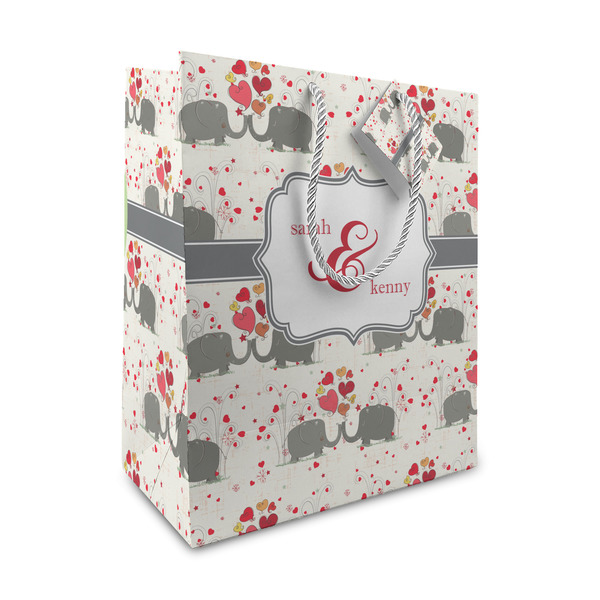 Custom Elephants in Love Medium Gift Bag (Personalized)