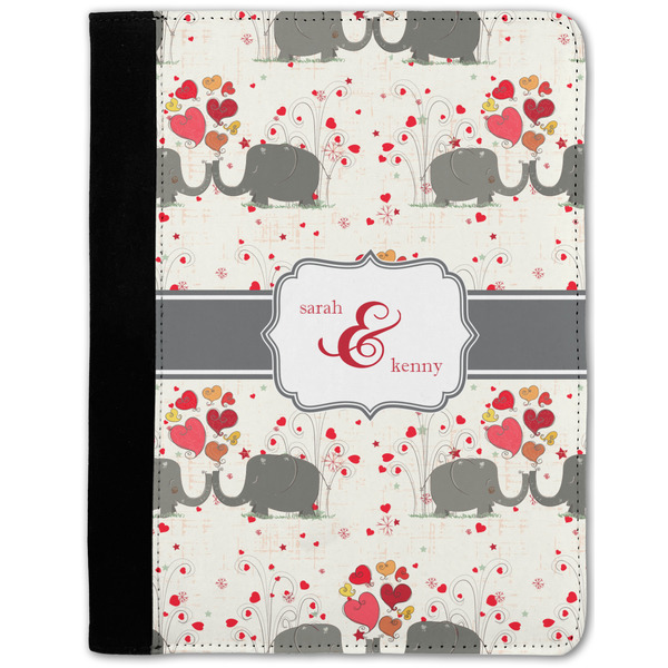 Custom Elephants in Love Notebook Padfolio w/ Couple's Names