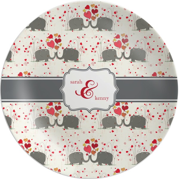 Custom Elephants in Love Melamine Plate (Personalized)