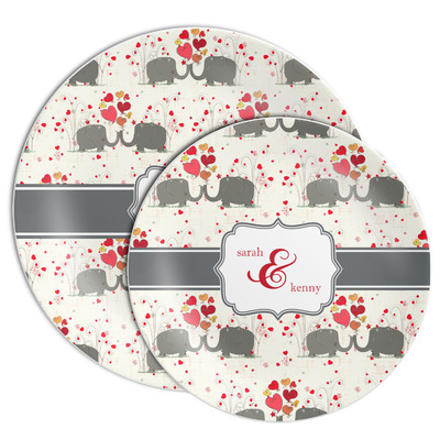 Elephants in Love Melamine Plate (Personalized)