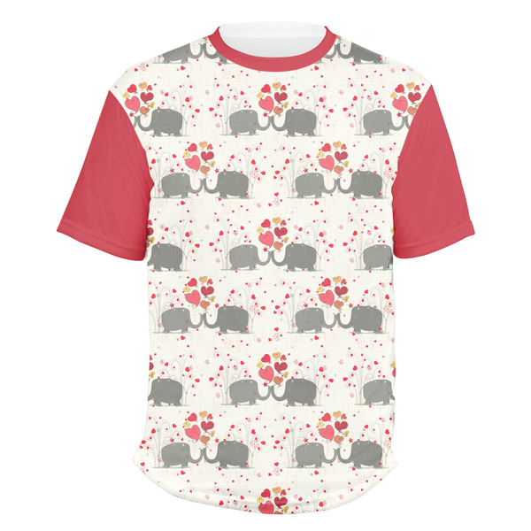 Custom Elephants in Love Men's Crew T-Shirt