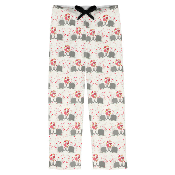 Custom Elephants in Love Mens Pajama Pants - S