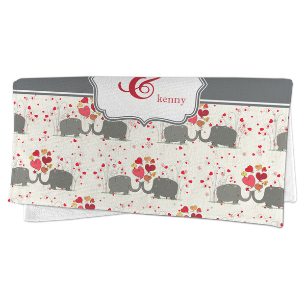 Elephants in Love Microfiber Dish Rag - FOLDED (half)