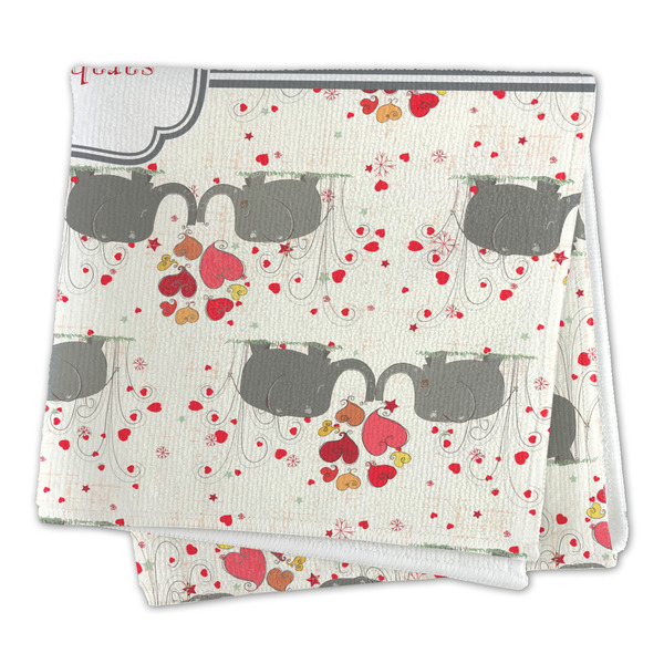 Elephants in Love Microfiber Dish Rag - FOLDED (square)