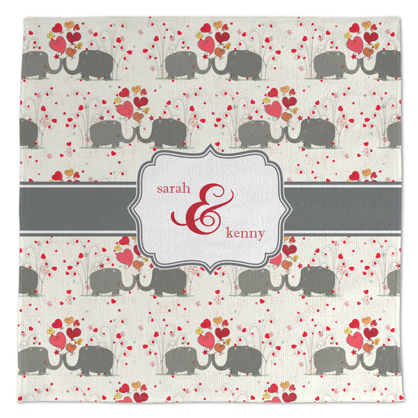 Custom Elephants in Love Microfiber Dish Towel (Personalized)