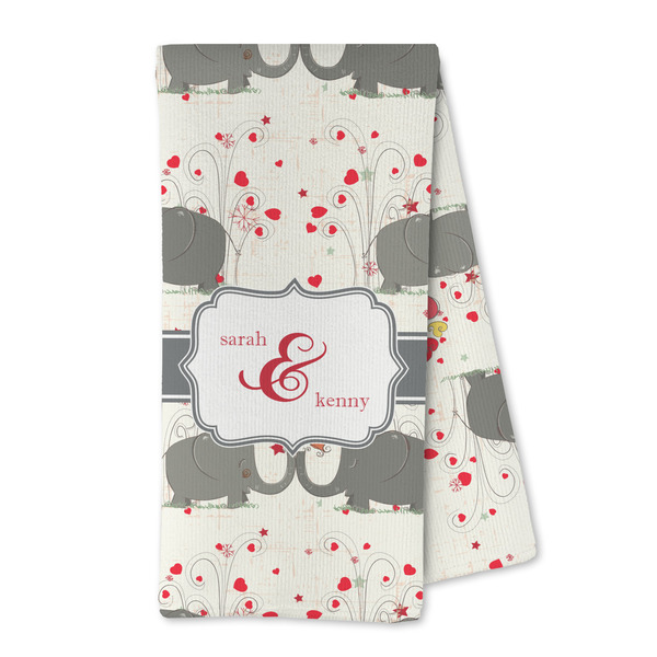 Custom Elephants in Love Kitchen Towel - Microfiber (Personalized)