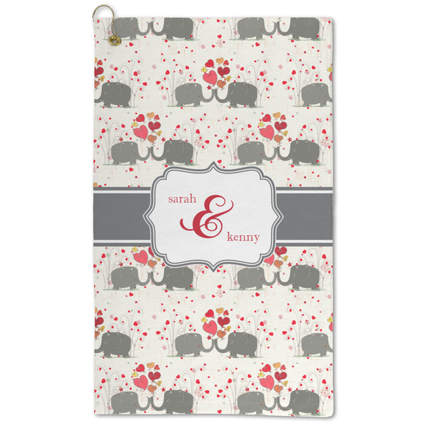 Custom Elephants in Love Microfiber Golf Towel - Large (Personalized)