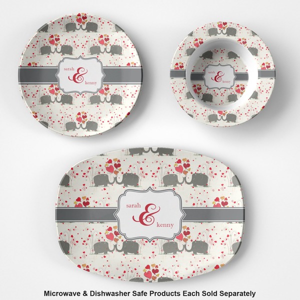 Elephants in Love Microwave & Dishwasher Safe CP Plastic Dishware - Group