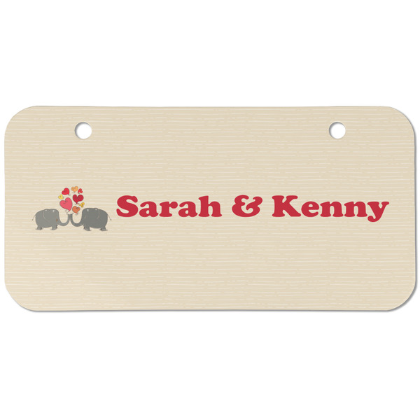Custom Elephants in Love Mini/Bicycle License Plate (2 Holes) (Personalized)