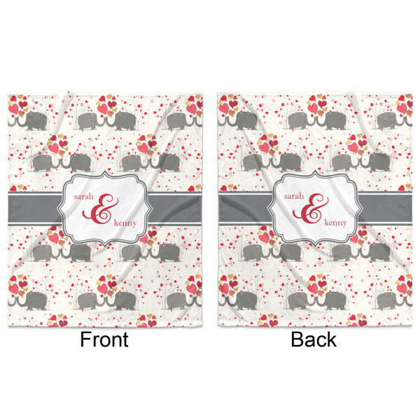 Elephants in Love Minky Blanket - 50"x60" - Double Sided - Front & Back