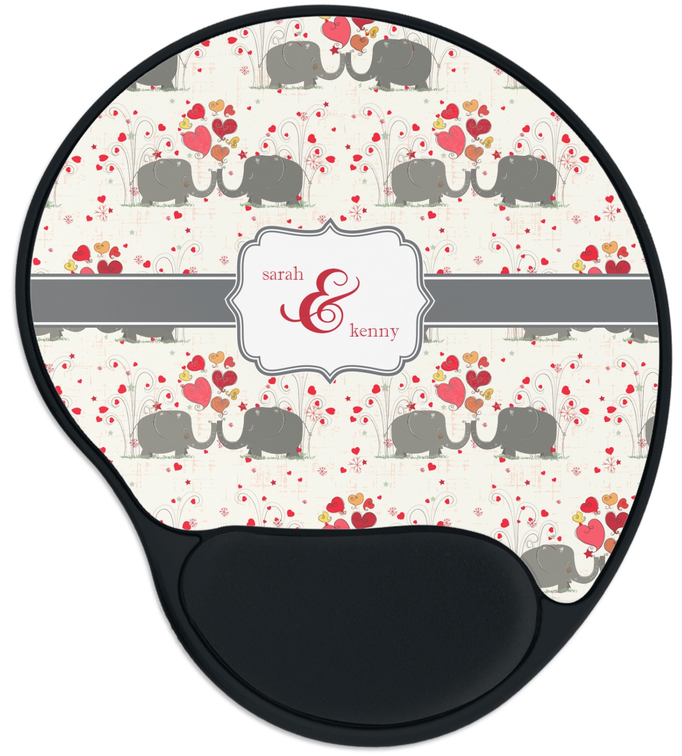 Custom Elephants in Love Mouse Pad with Wrist Support YouCustomizeIt