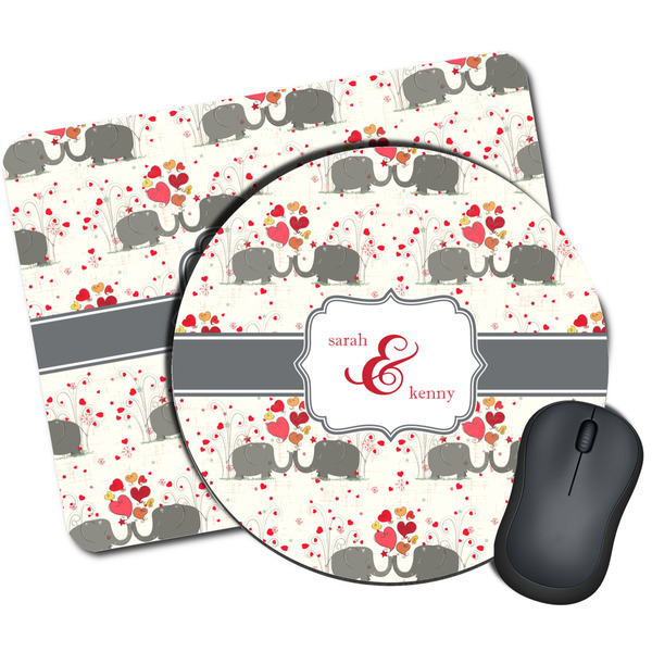 Custom Elephants in Love Mouse Pad (Personalized)