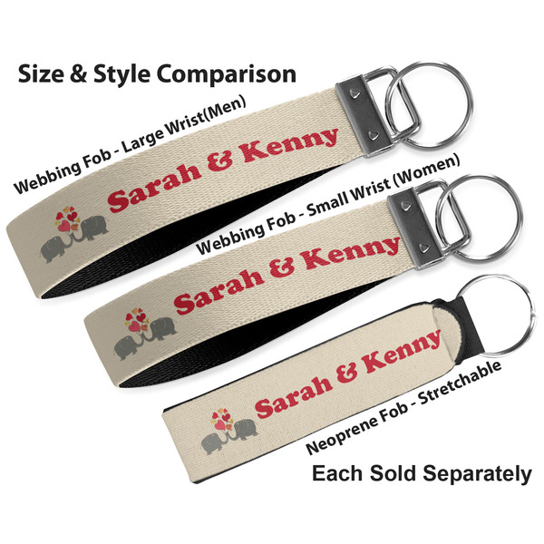 Elephants in Love Multiple Key Ring comparison sizes