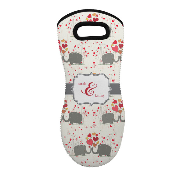Custom Elephants in Love Neoprene Oven Mitt w/ Couple's Names